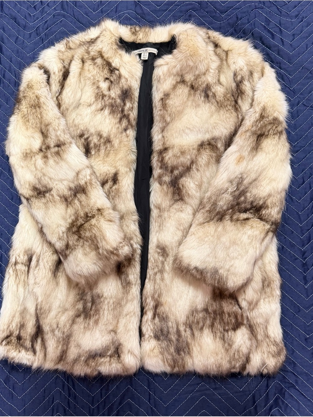 Faux Fur Coat - Neutral Toned Plush Jacket